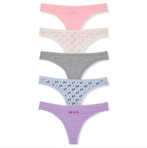 Victoria's Secret Lace Trim Thong Panty 5 Pack.
